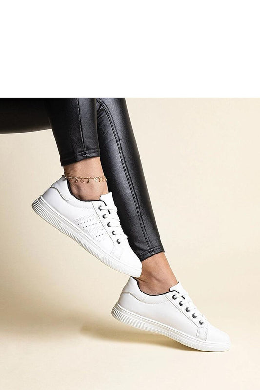   Białe sneakersy eko skóra Cathleen - z czarnym elementem - Solea 