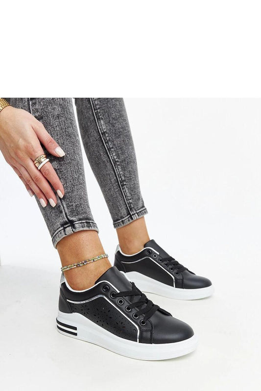   Czarne sneakersy ażurowe z brokatem Zorka - Solea 