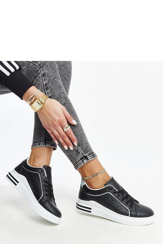   Czarne sneakersy ażurowe z brokatem Zorka - Solea 