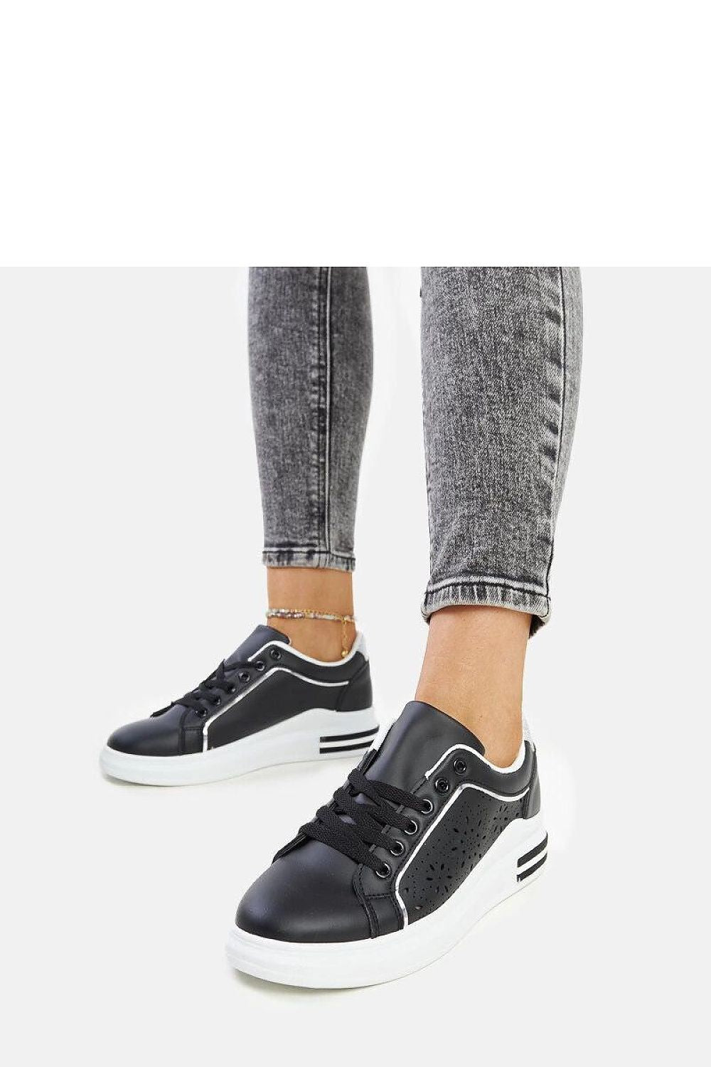   Czarne sneakersy ażurowe z brokatem Zorka - Solea 