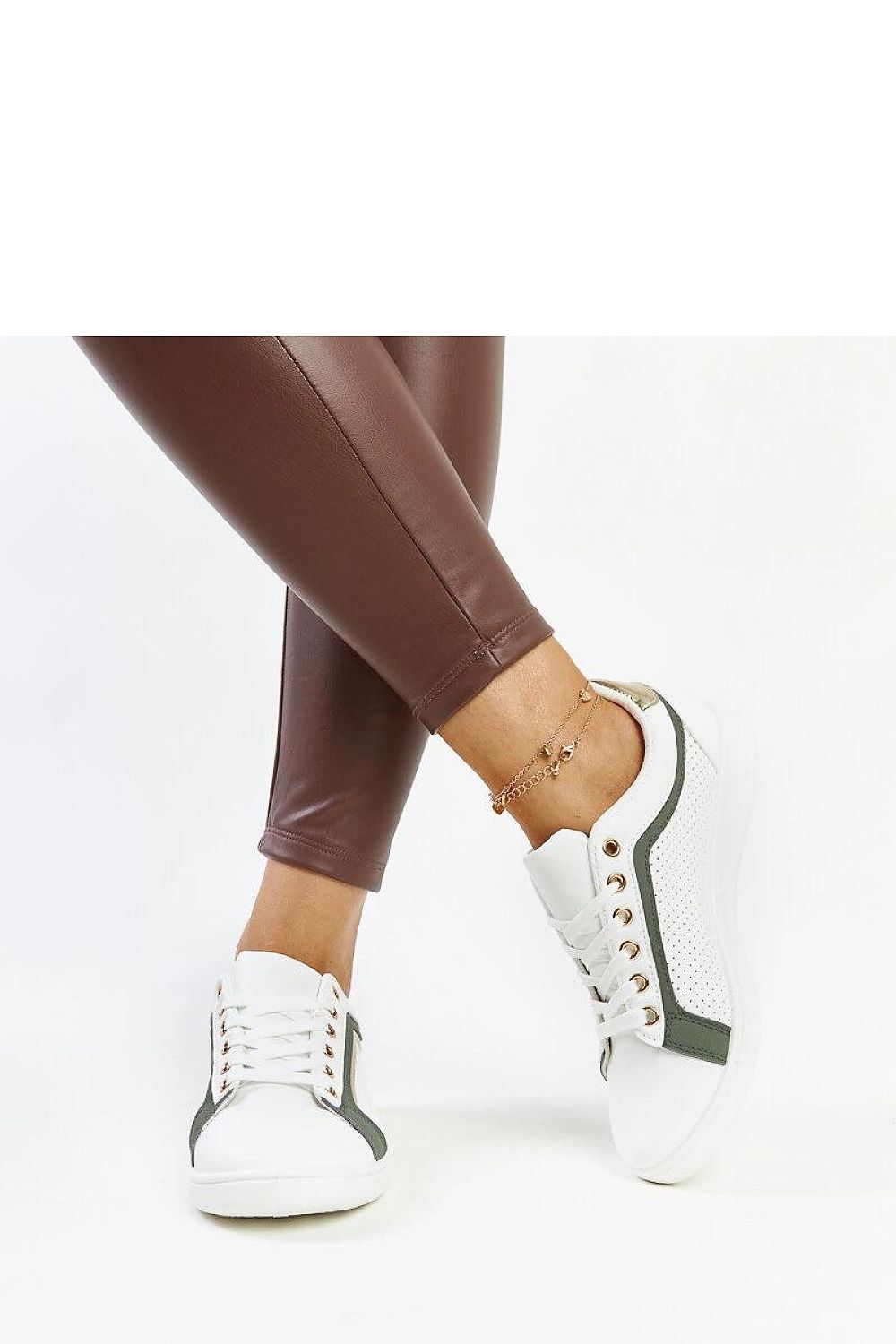   Biało-zielone sneakersy na platformie Amala - Solea 