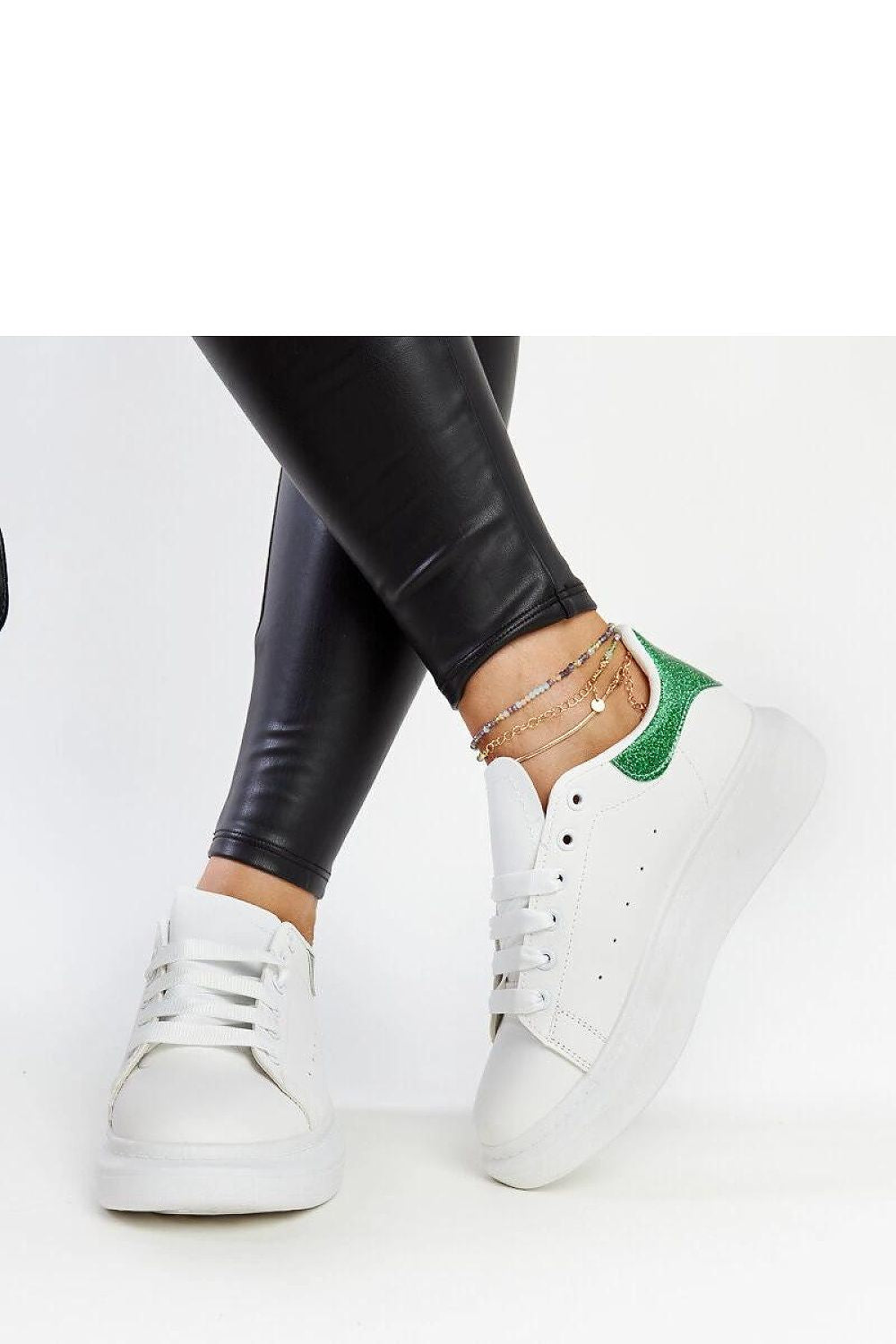   Biało-zielone sneakersy eko-skórzane Fatimah - Solea 