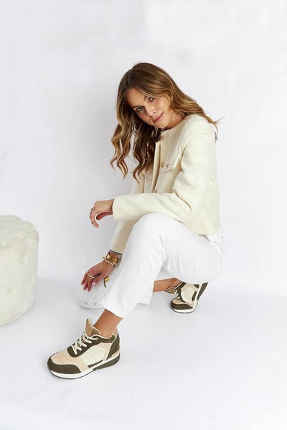   Zielone sneakersy na koturnie Chestnut - Solea 
