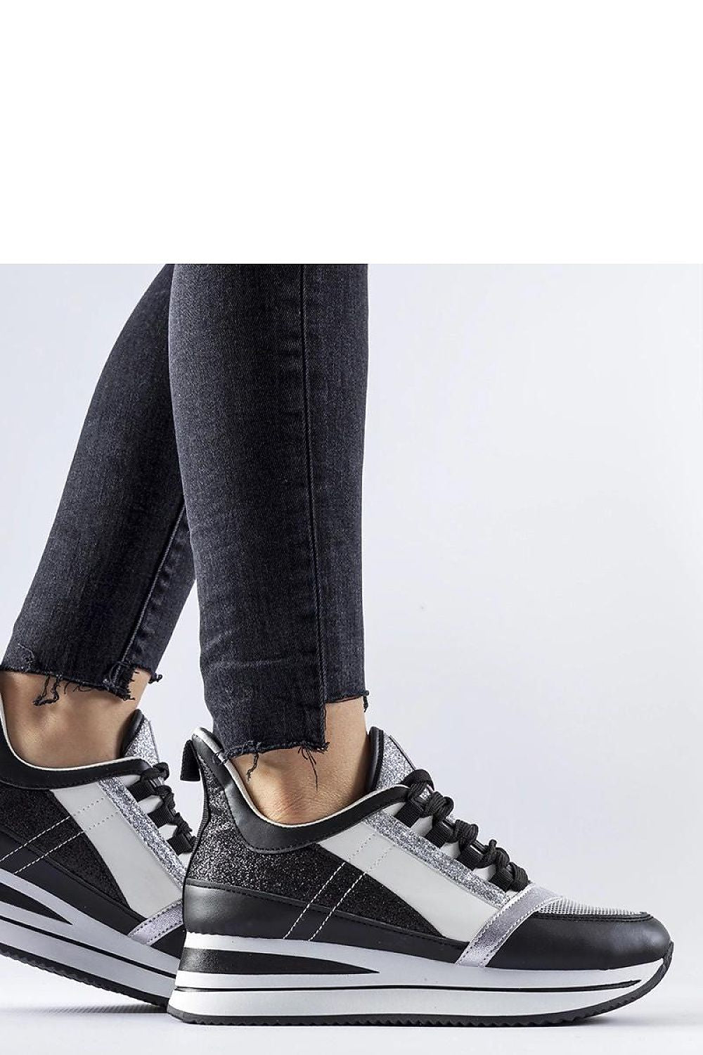   Czarne brokatowe sneakersy na platformie Marce - Solea 