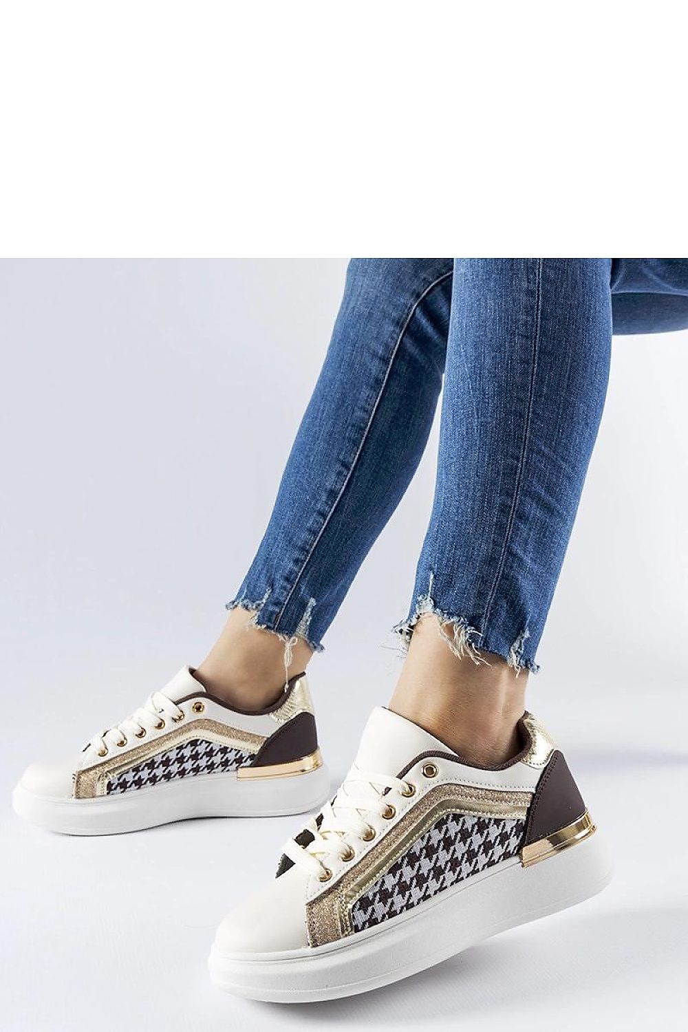   Brązowo-beżowe sneakersy z brokatem Briercliff - Solea 