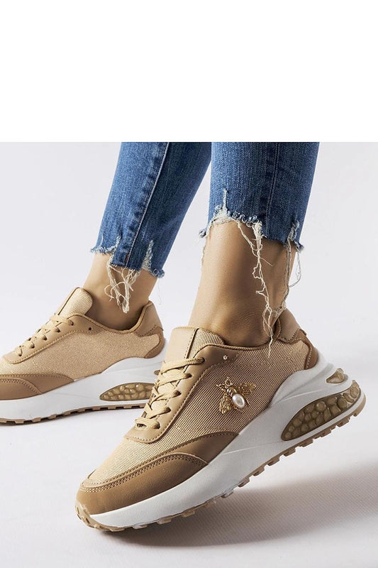   Brązowo-białe sneakersy z ozdobna nitką Acciano - Solea 
