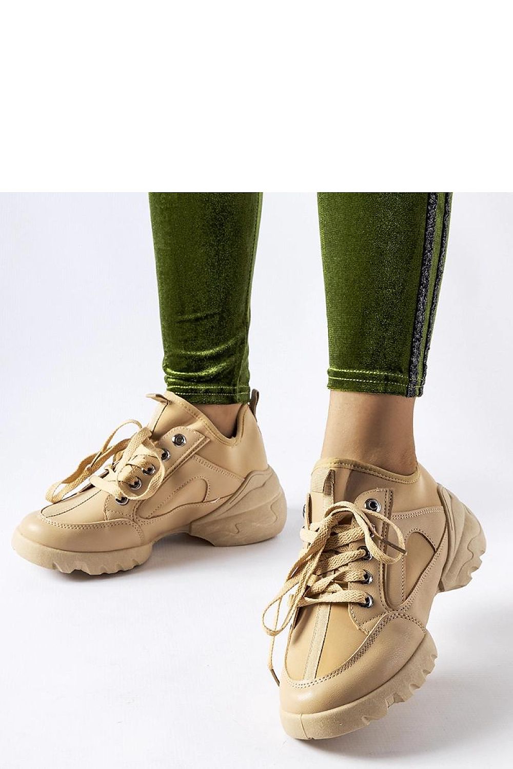   Ciemnobeżowe sneakersy z elastyczną cholewką Abal - Solea 