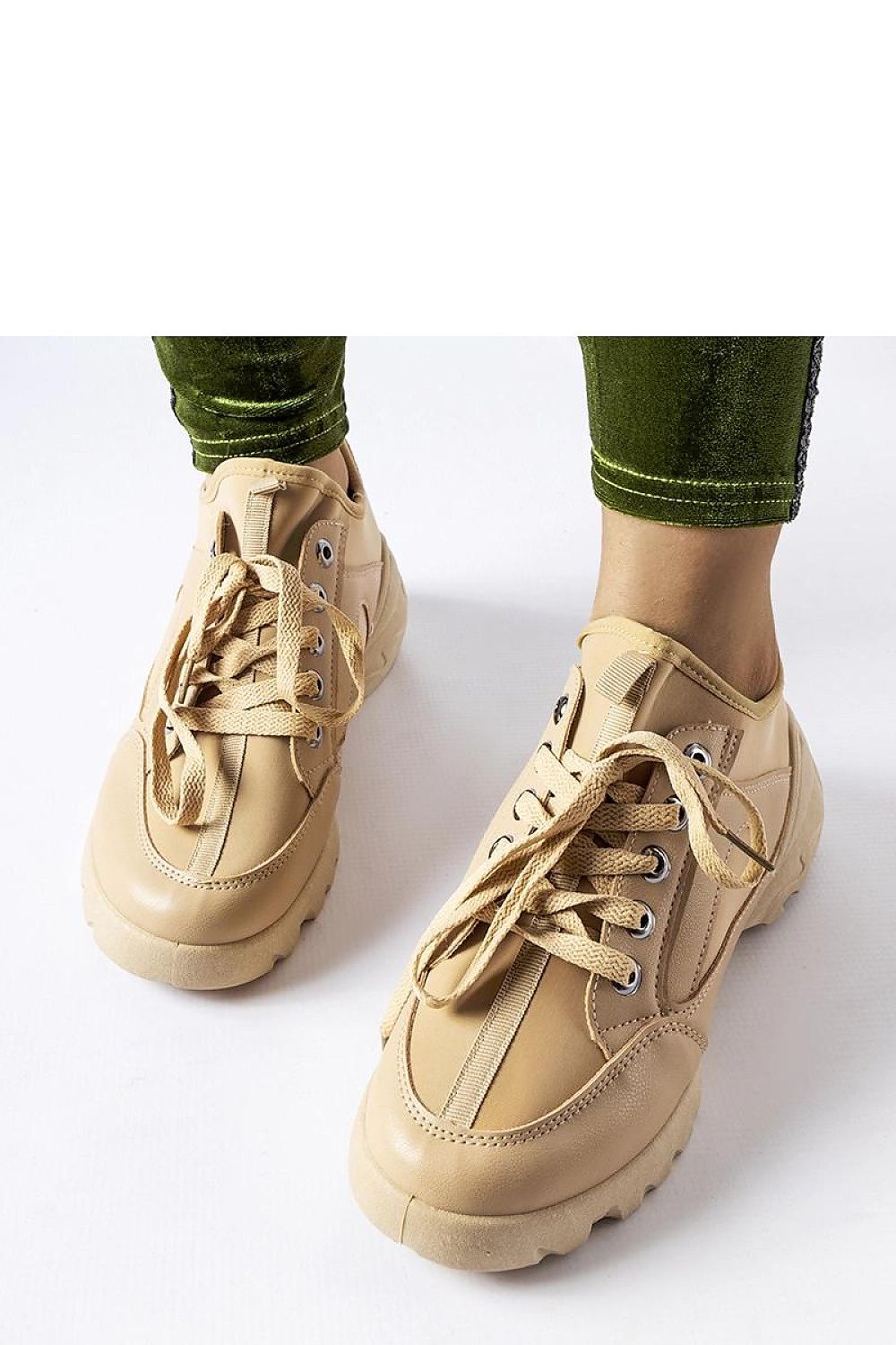   Ciemnobeżowe sneakersy z elastyczną cholewką Abal - Solea 