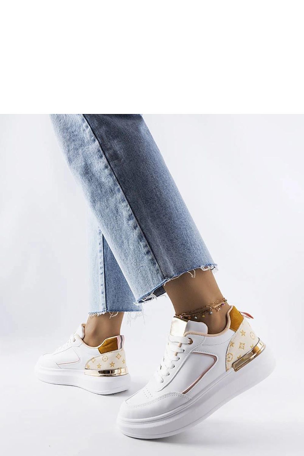   Białe sneakersy z beżowymi wstawkami Margarita - Solea 