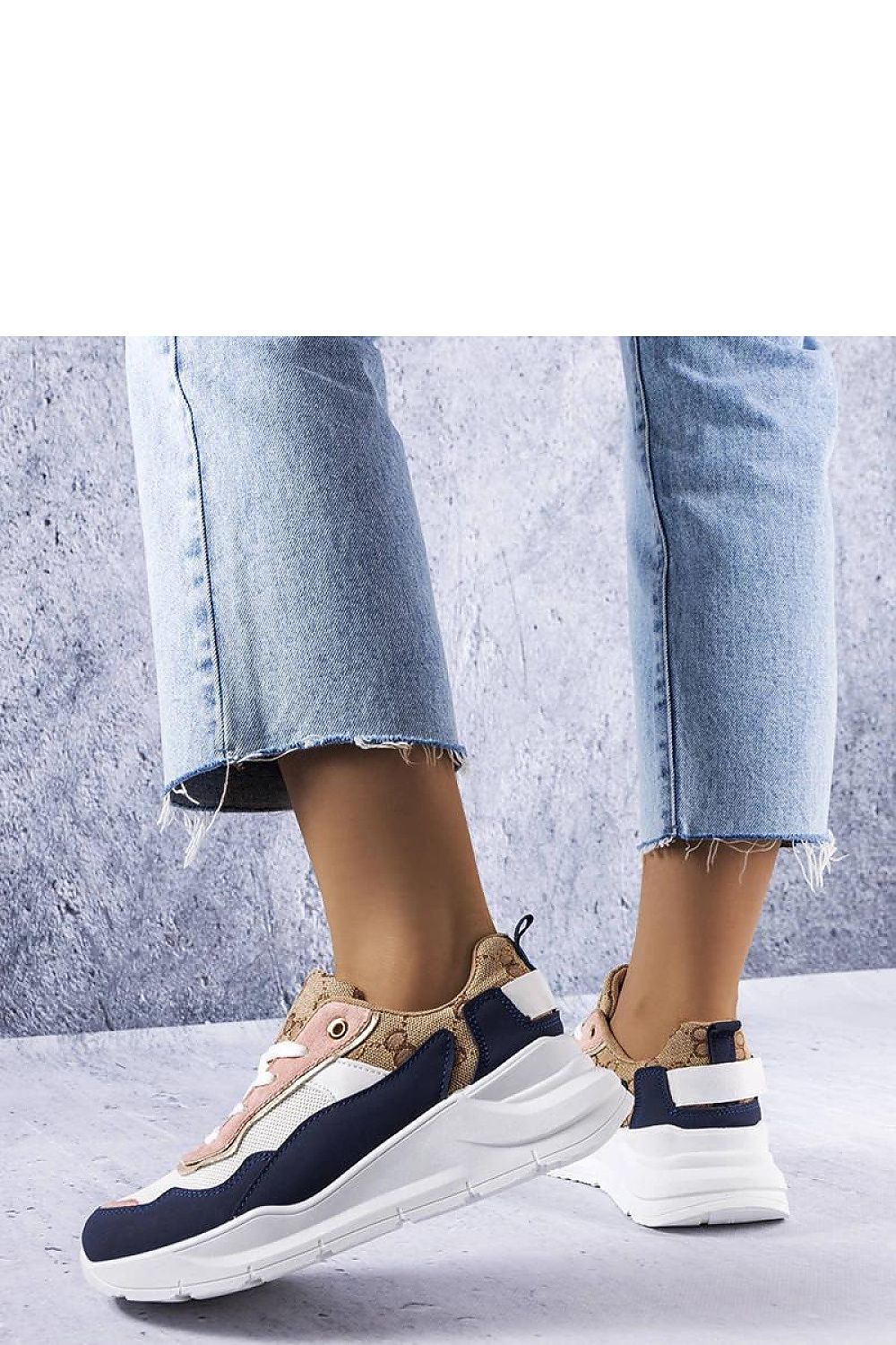   Granatowe sneakersy ze złotym wstawkami Lebrun - Solea 