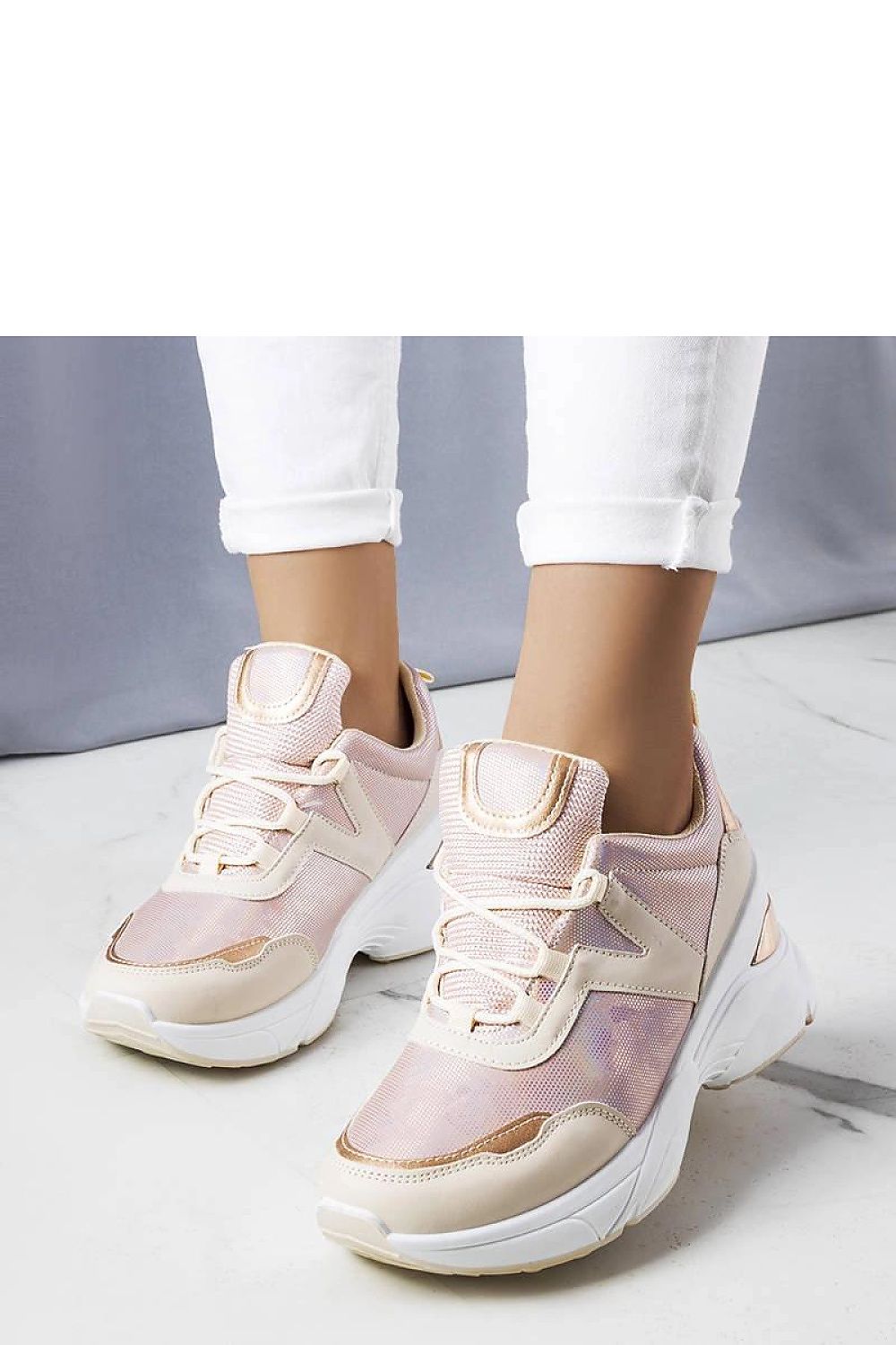   Różowe sneakersy z metalicznymi wstawkami Ruais - Solea 