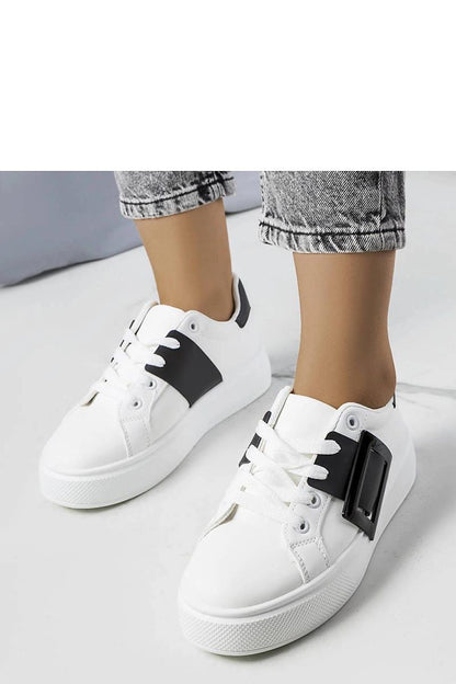   Białe sneakersy zdobione czarną klamerką Toni - Solea 