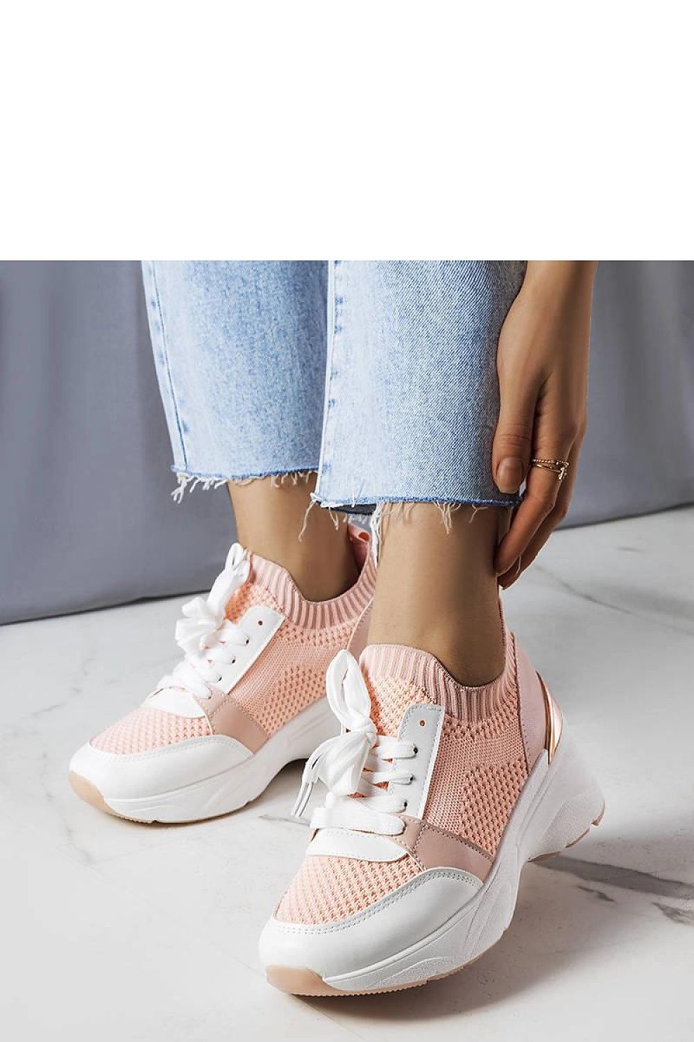   Różowe sneakersy na koturnie Ann - Solea 