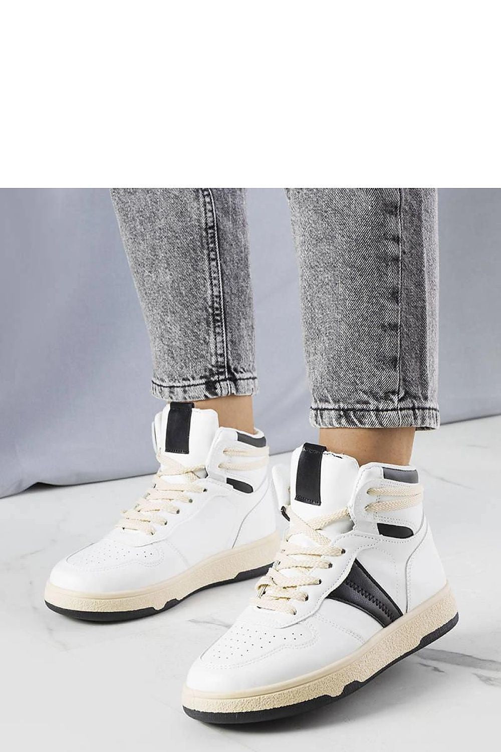   Biało-czarne sneakersy za kostkę Robin - Solea 