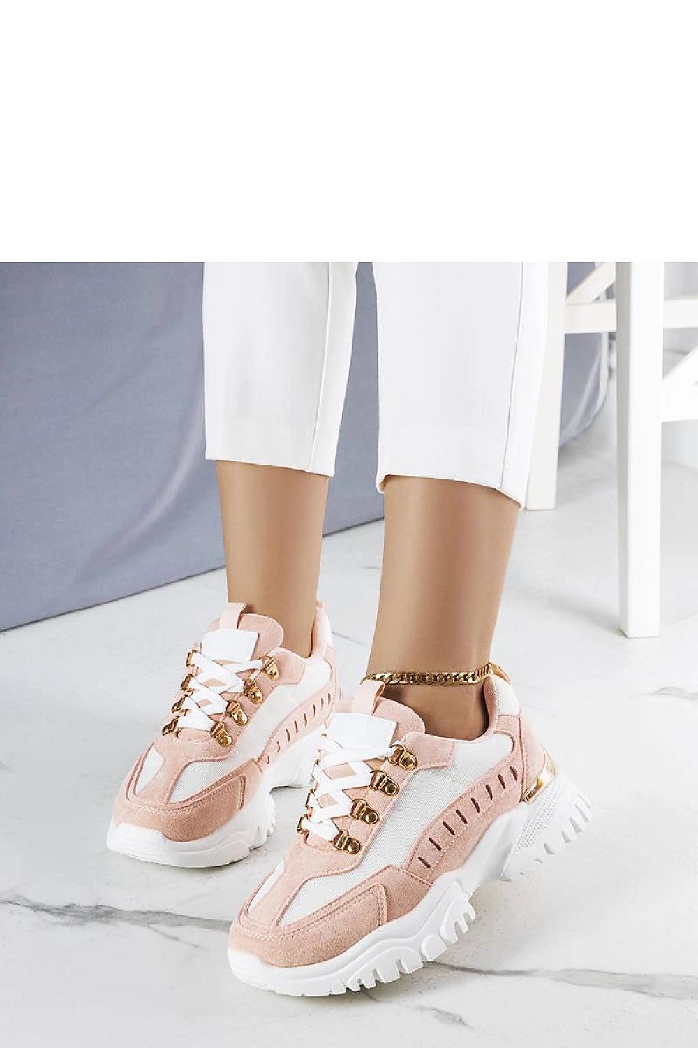   Biało-różowe sneakersy Mindy - Solea 