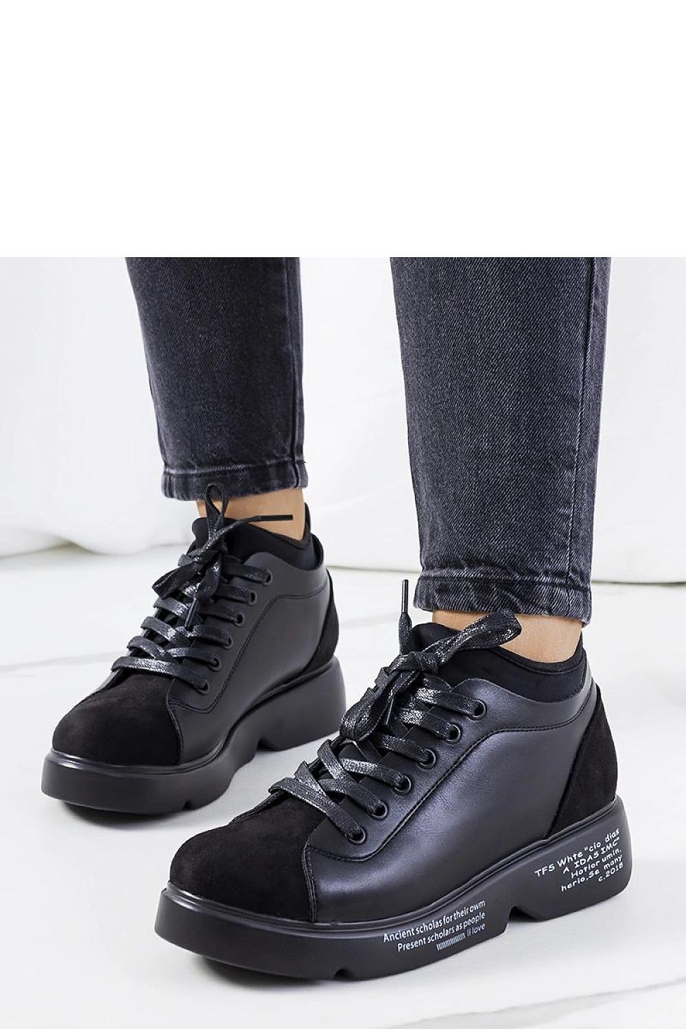   Czarne sneakersy na wysokiej podeszwie Ambly - Solea 