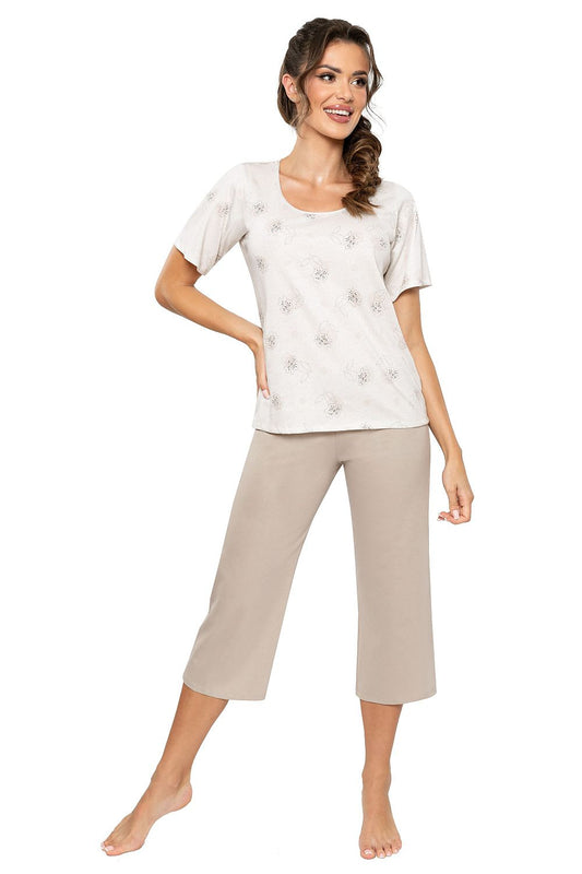 Piżama Damska Model Sandi 3/4 Beige - Donna 