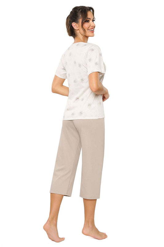  Piżama Damska Model Sandi 3/4 Beige - Donna 