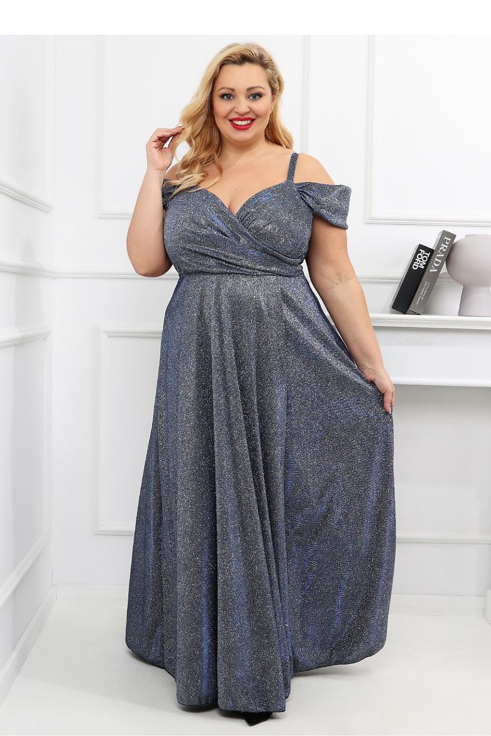  Sukienka Model Walentina Lux 001117. Disco Silver/Blue - With You 