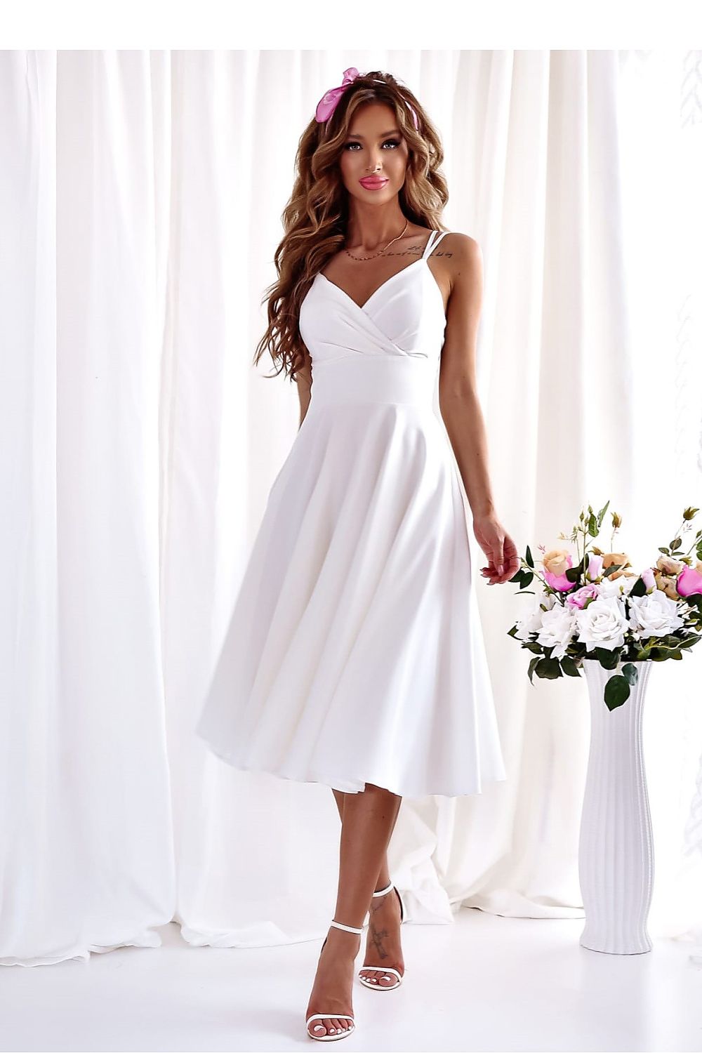  Sukienka Model Tifani 7/8 001140. Ecru - With You 