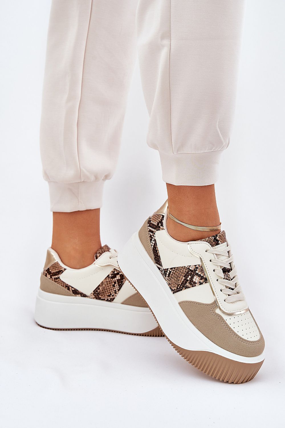   Buty Sportowe Model Telanila PL360 Beige Wzór - Step in style 