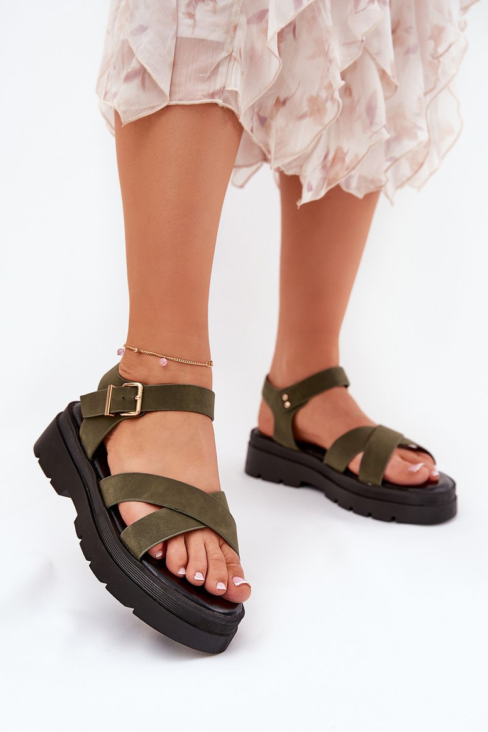  Sandały Model Gevinniser 100-443 Dark Green - Step in style 