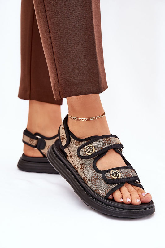  Sandały Model Pefese 88-12 Beige/Black - Step in style 