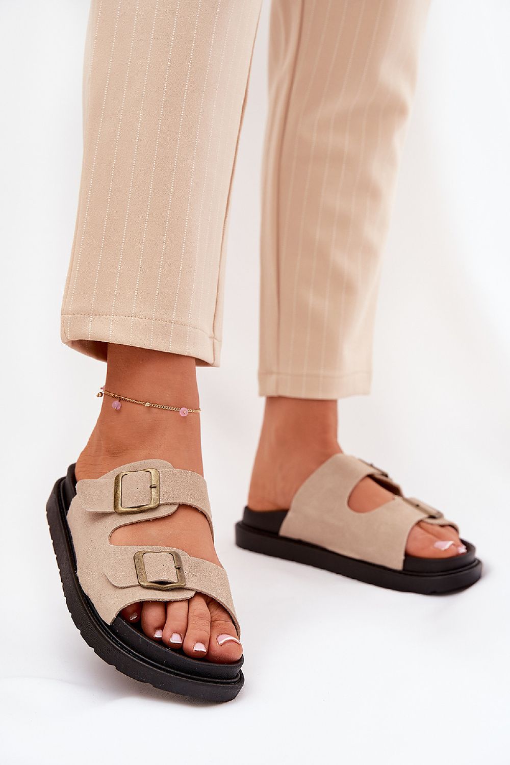  Sandał Klapki Model Simbes M35 Beige - Step in style 