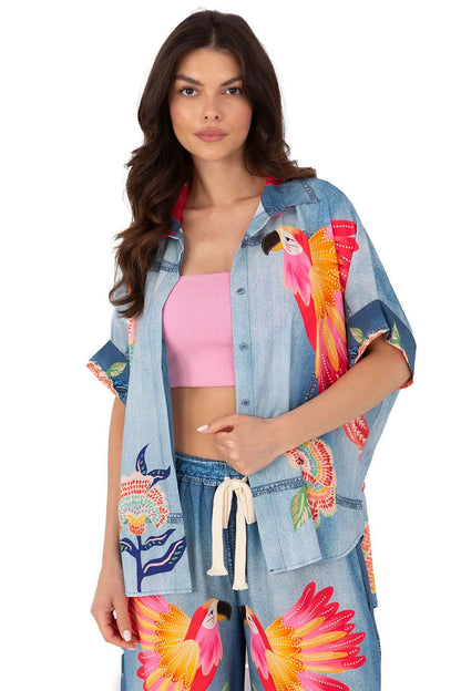  Koszula Damska Model DHJ-KS-19007-6.86 Blue - Italy Moda 