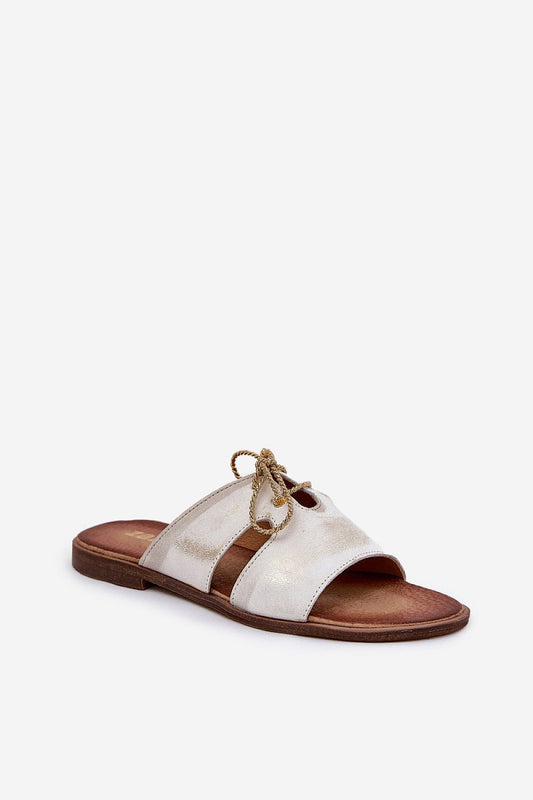  Sandał Klapki Model Zazoo 3022 Złoty Przecierany - Step in style 
