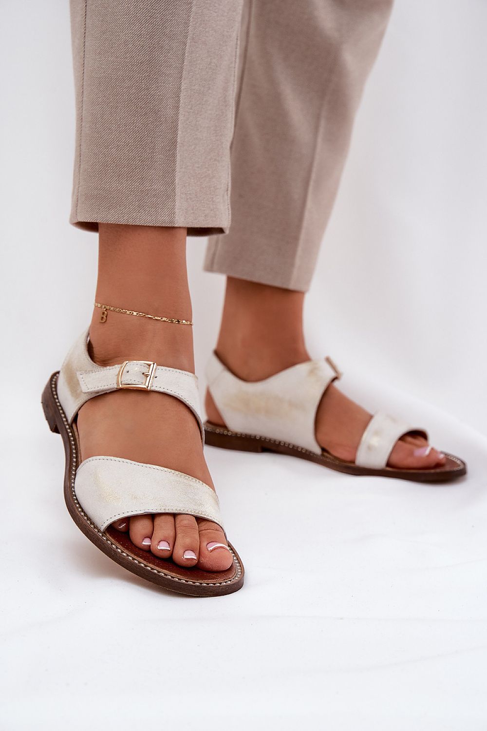  Sandały Model Zazoo 3014 Złoty Przecierany - Step in style 