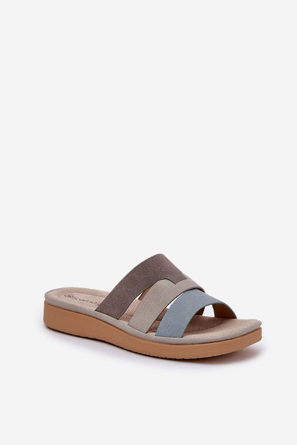  Sandał Klapki Model Oxena 834369 Beige/Blue - Step in style 