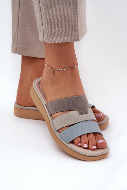  Sandał Klapki Model Oxena 834369 Beige/Blue - Step in style 