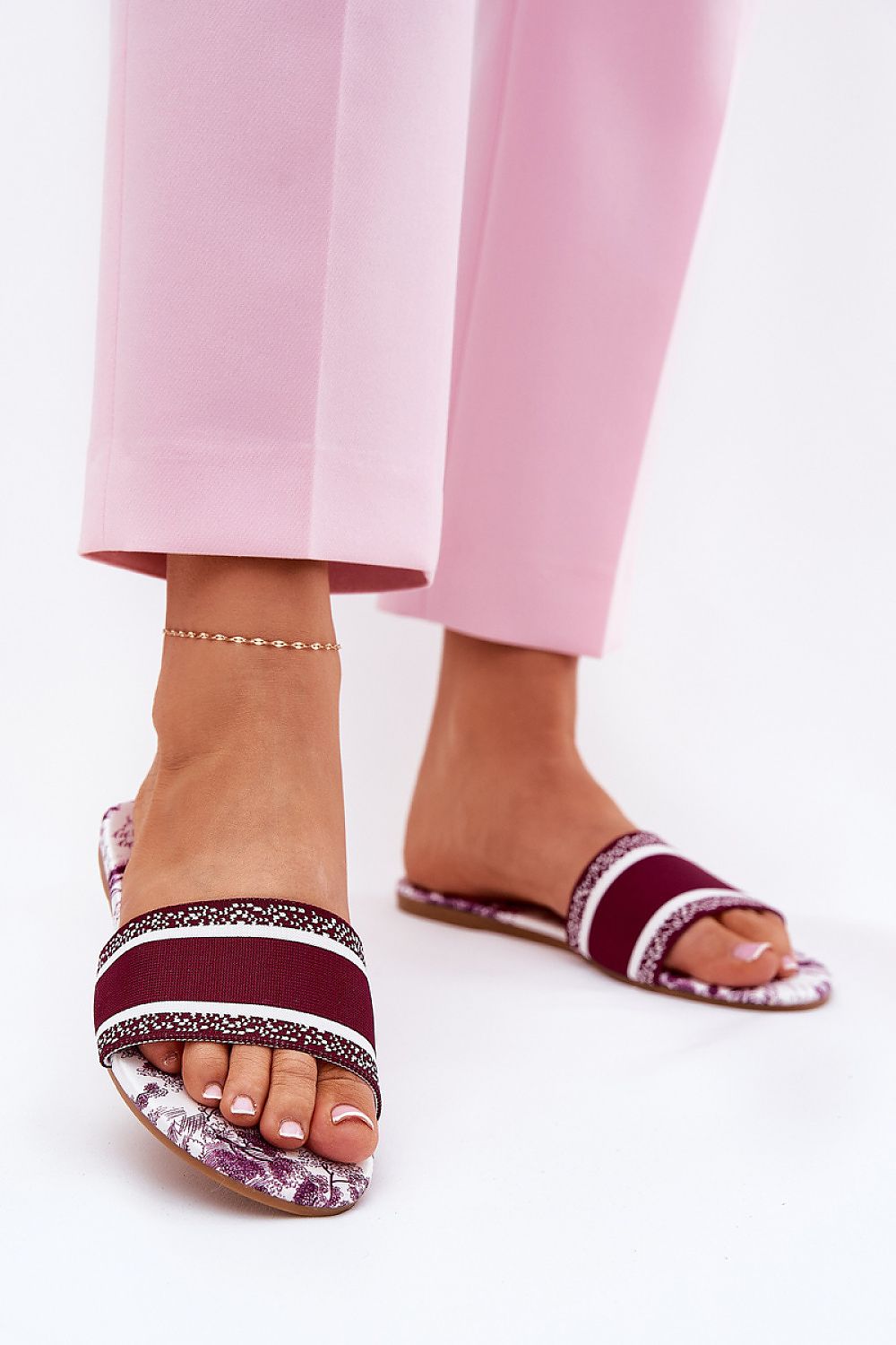  Sandał Klapki Model Leysi N75-13 Bordo - Step in style 