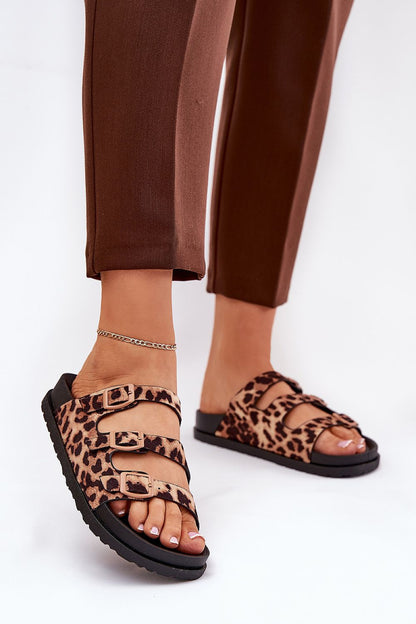  Sandał Klapki Model Uliri 3770 Panterka Brown - Step in style 