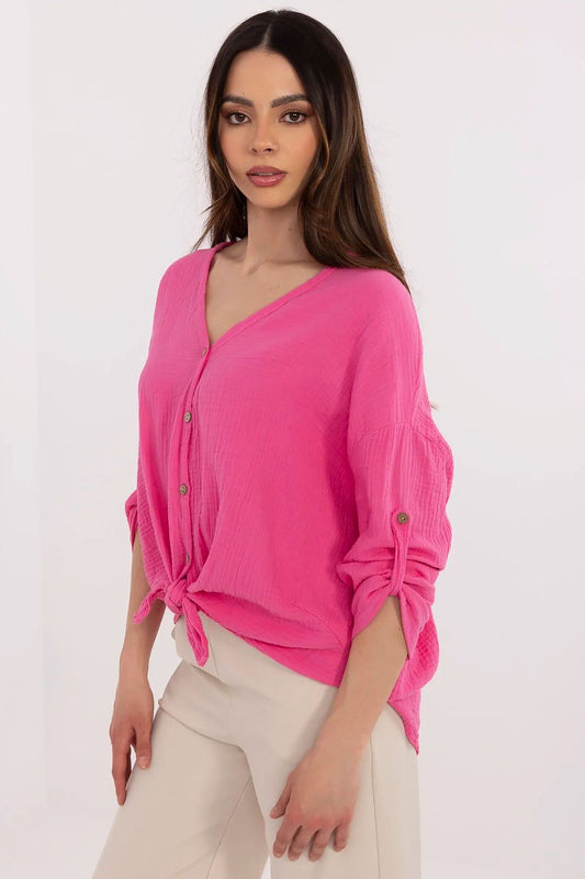   Koszula Damska Model DHJ-KS-25108.60P Fluo Pink - Italy Moda 