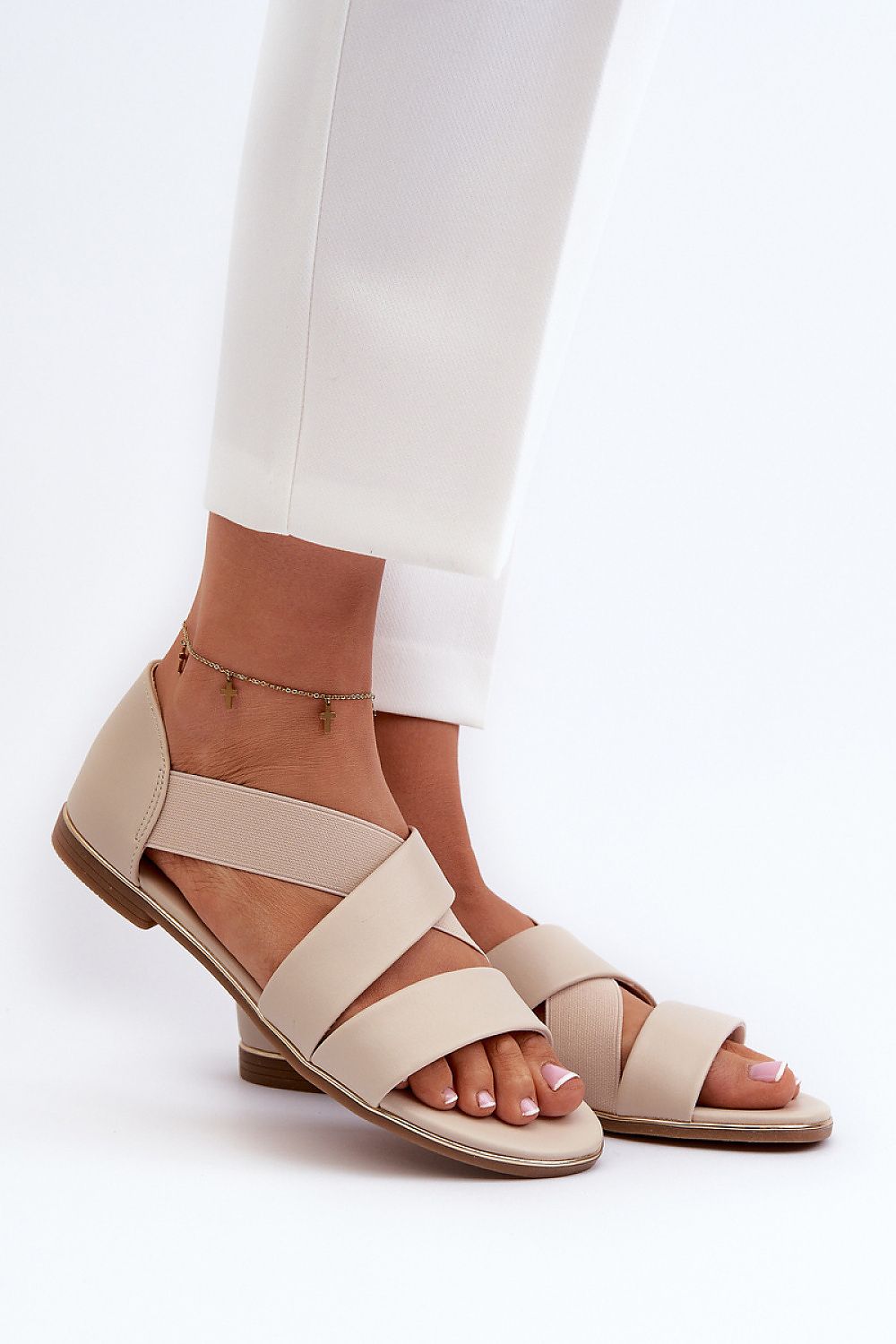  Sandały Model Apulia 21SD35-3882 Beige - Step in style 