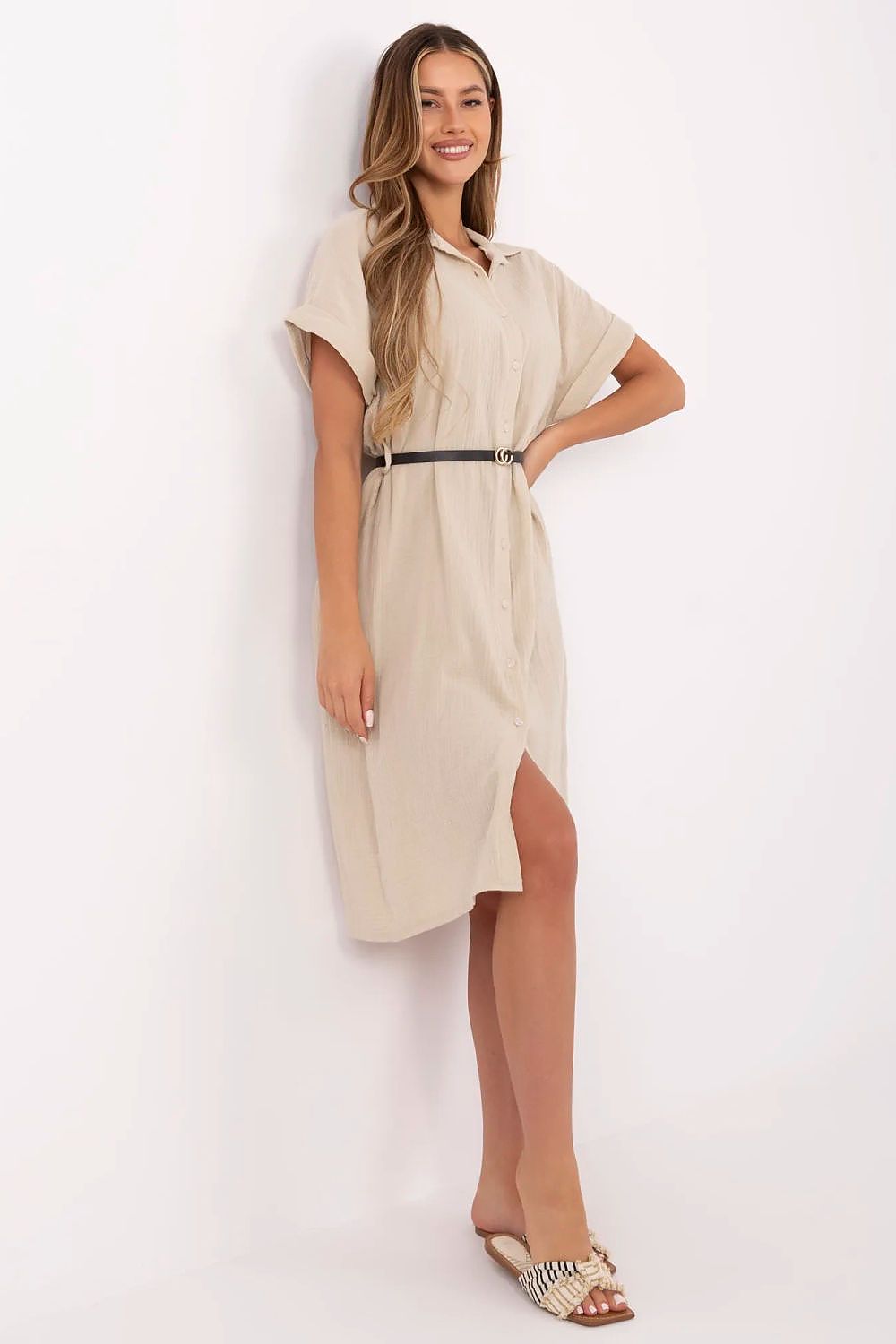  Sukienka Model MI-SK-A2494.99 Beige - Italy Moda 