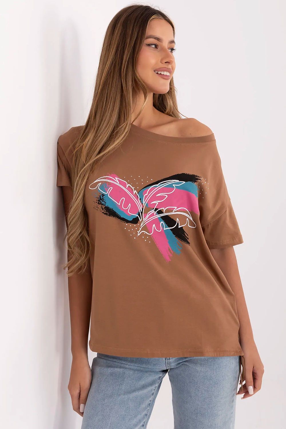   Tshirt Damski Model CLM-TS-1019.79 Light Brown - Factory Price 