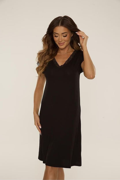  Koszulka nocna Koszula Nocna Model Hazel 816 Black - De Lafense 