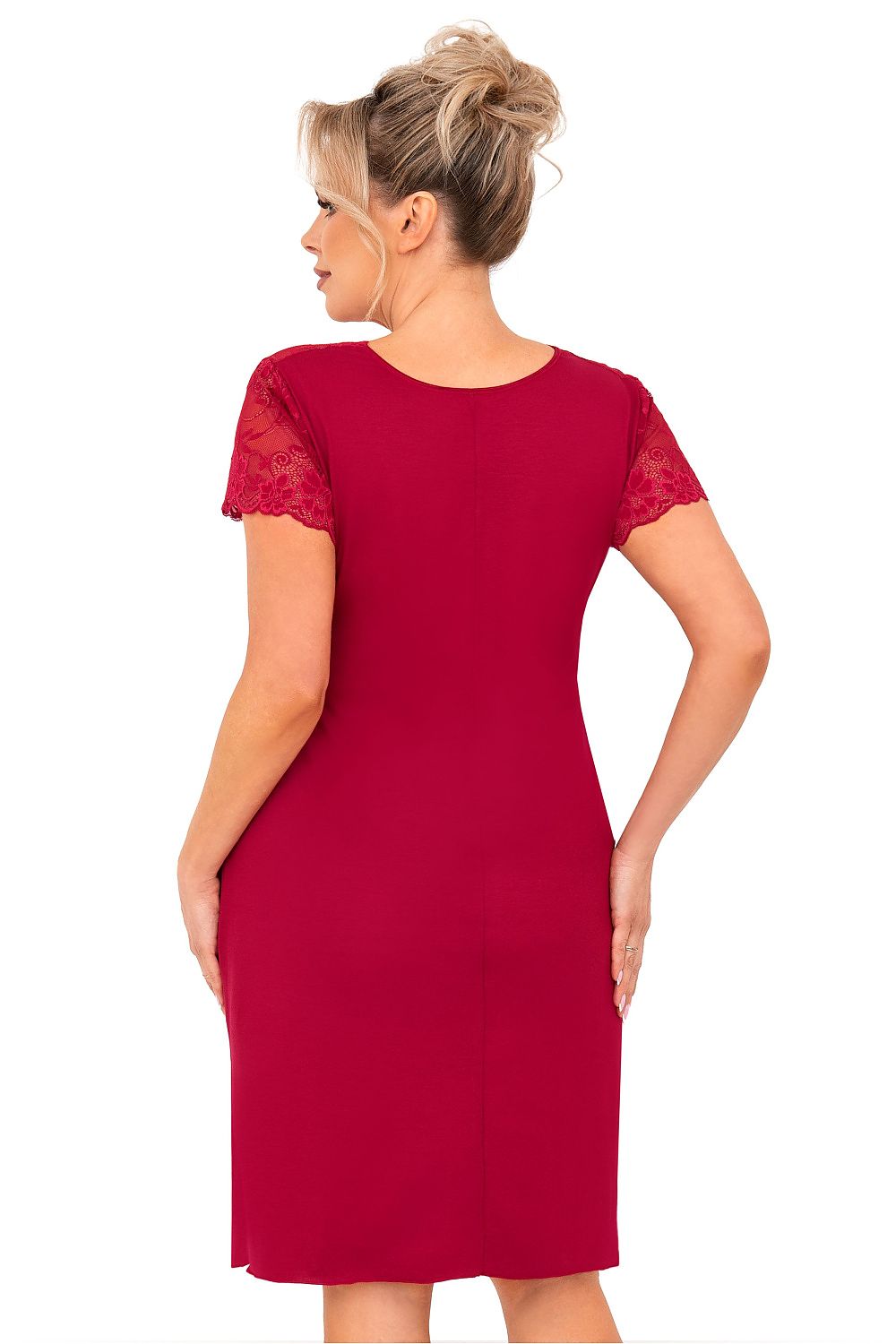   Koszula Nocna Model Livia Plus Size Burgund Bordo - Donna 