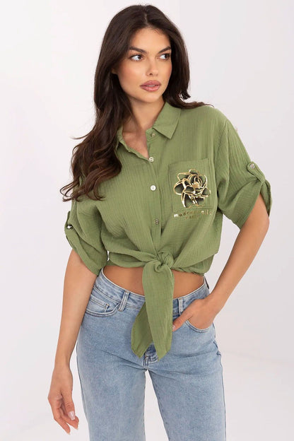   Koszula Damska Model DHJ-KS-8595-1.66 Khaki - Italy Moda 