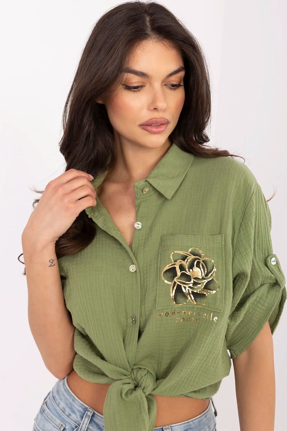   Koszula Damska Model DHJ-KS-8595-1.66 Khaki - Italy Moda 