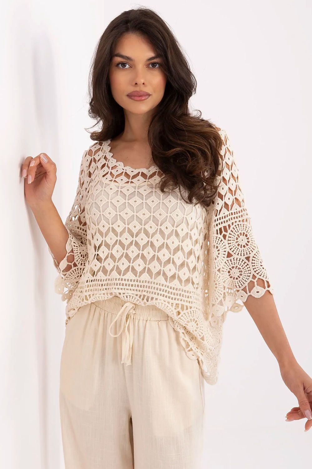   Bluzka Model MI-BZ-9007.77 Beige - Italy Moda 