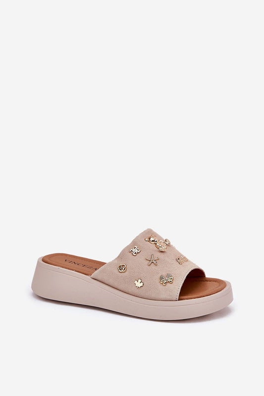  Sandał Klapki Model Vinceza 66741 Beige - Step in style 