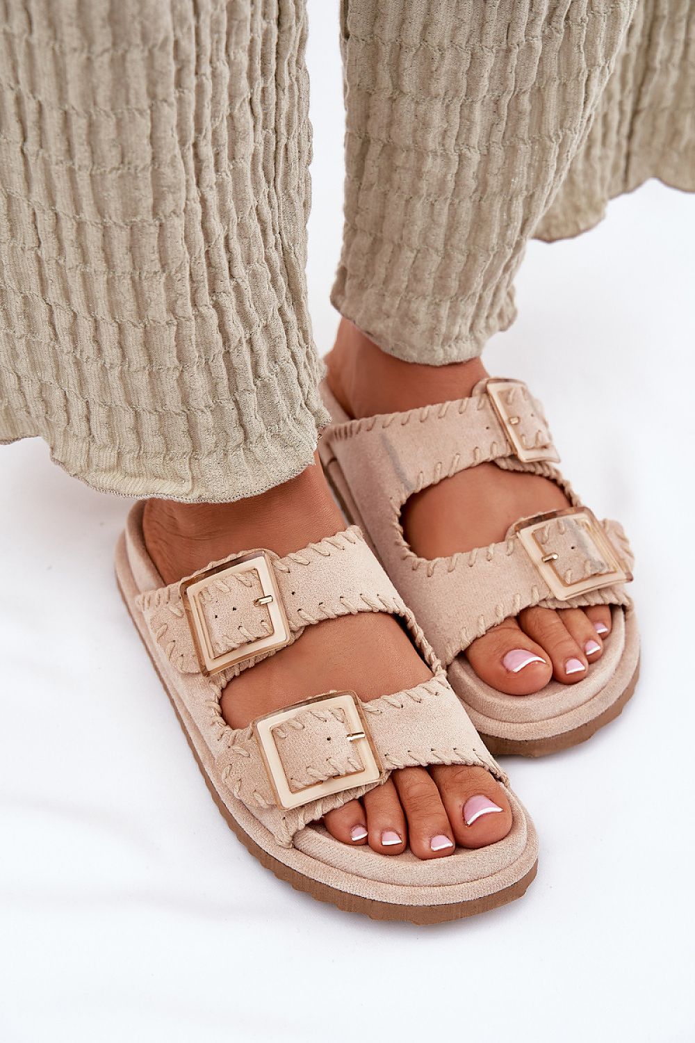  Sandał Klapki Model Visley G474 Beige - Step in style 