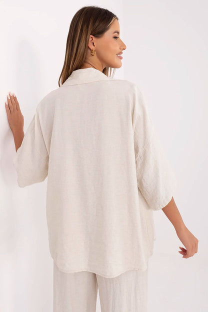   Koszula Damska Model MI-KS-6537.74P Light Beige - Italy Moda 