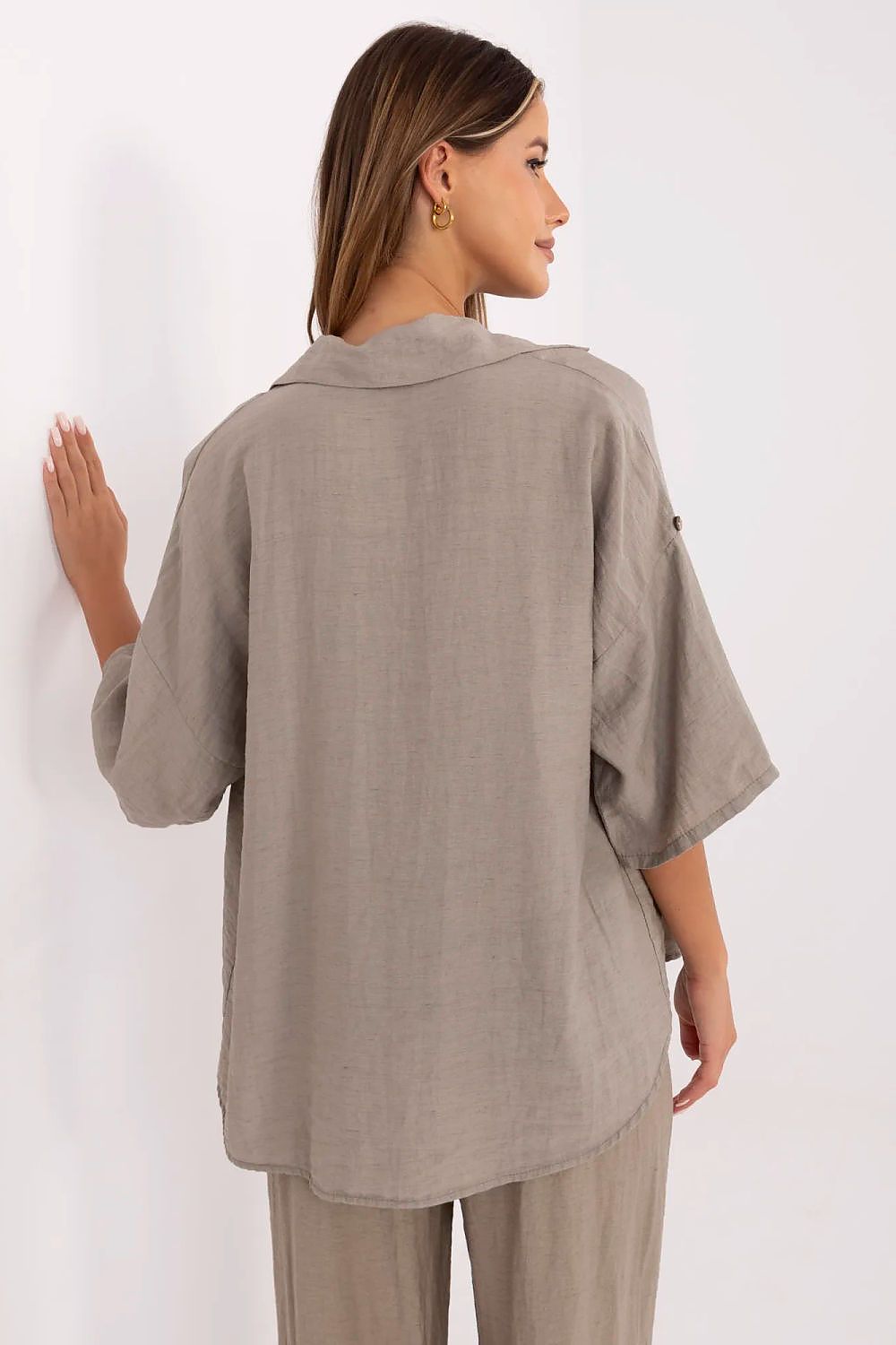   Koszula Damska Model MI-KS-6537.74P Dark Beige - Italy Moda 