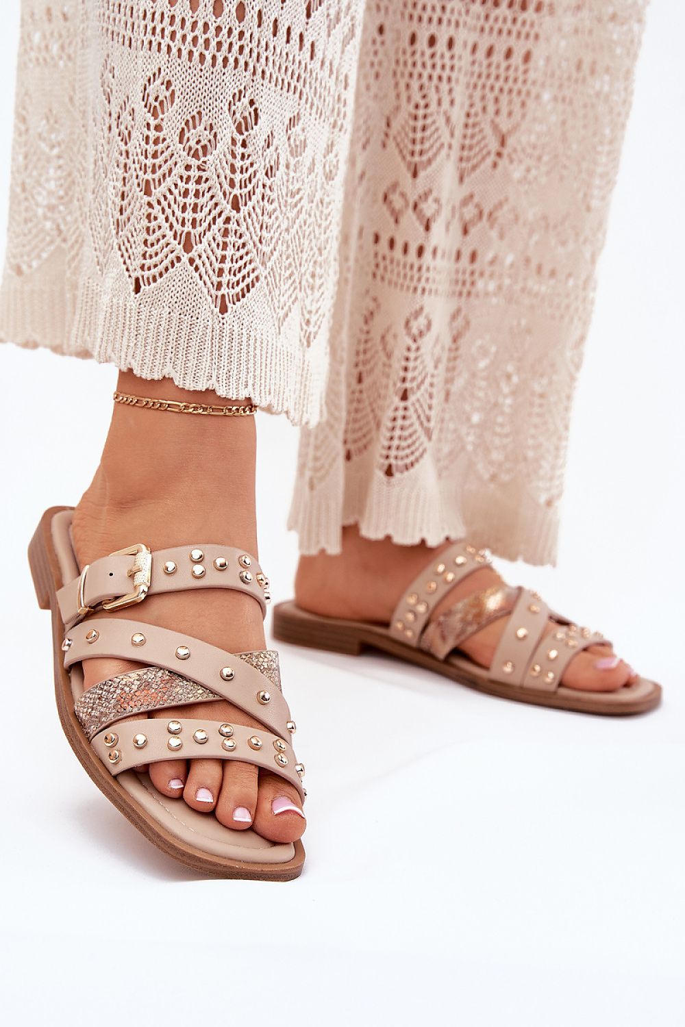  Sandał Klapki Model Manitte 9706 Beige - Step in style 