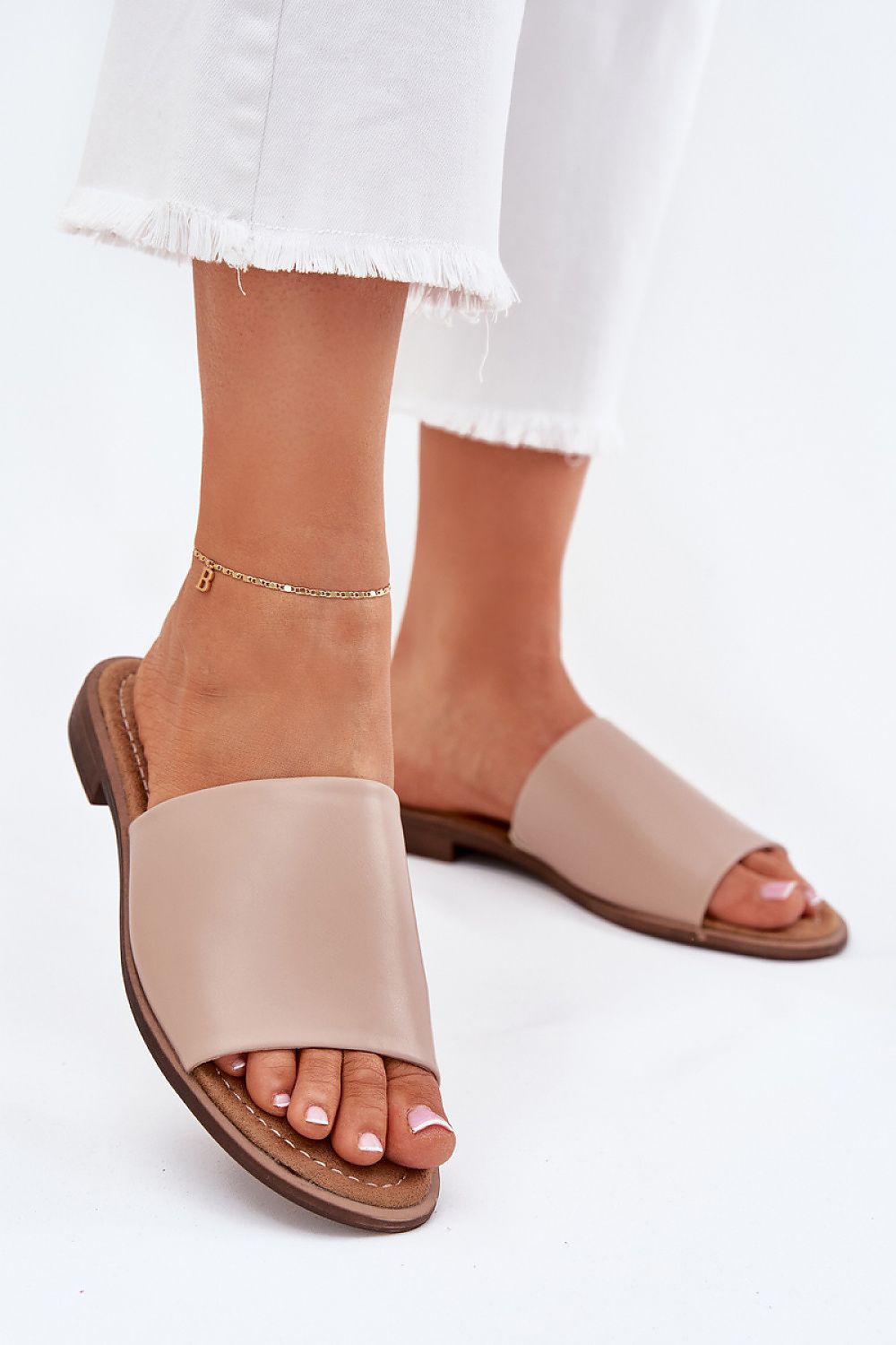  Sandał Klapki Model Cerise 23SD35-5809 Beige - Step in style 